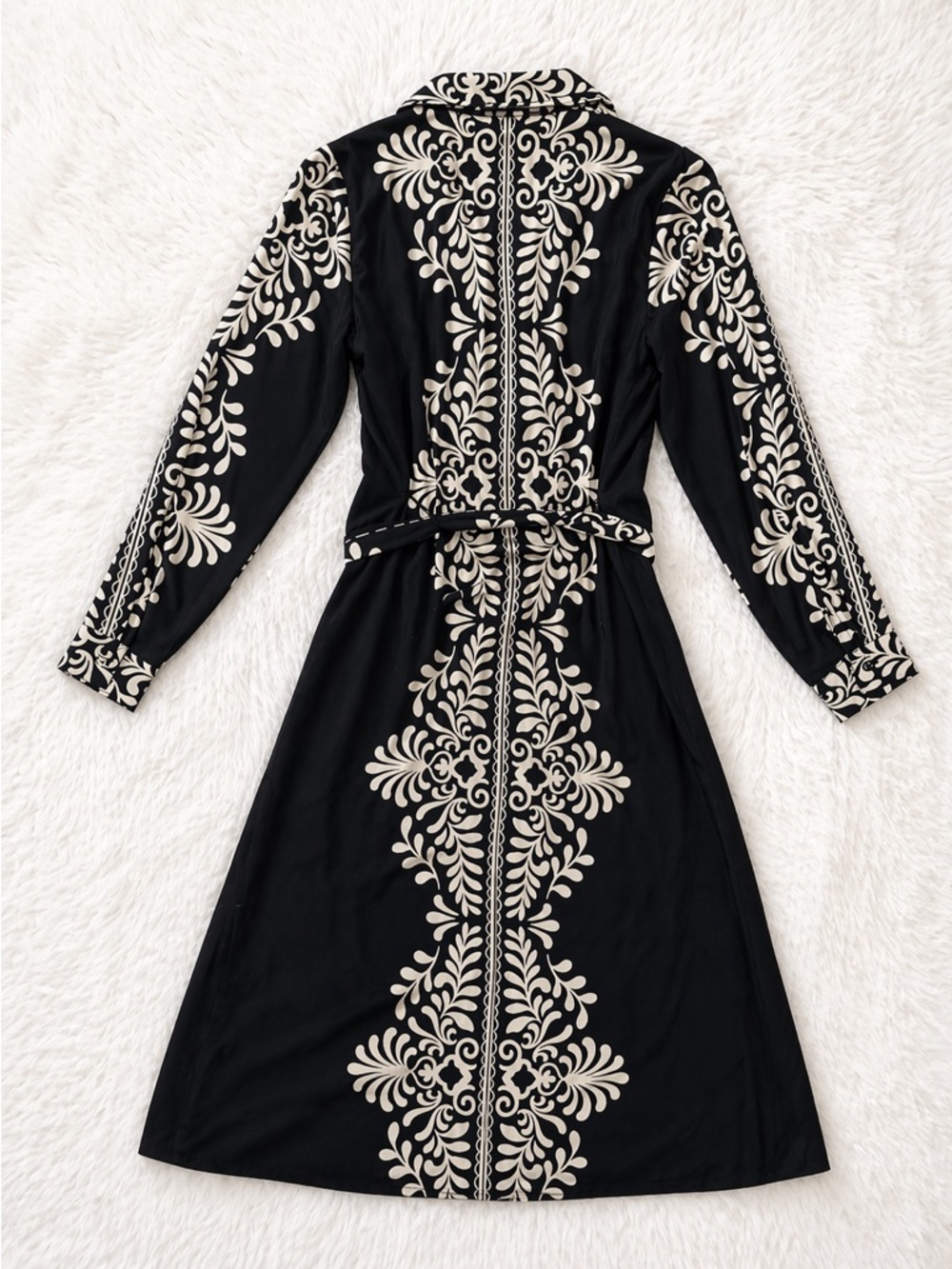 Elie Tahari Black & Ivory Printed Tie Waist Dress Women’s Small Elegant Designer - Picture 3 of 3